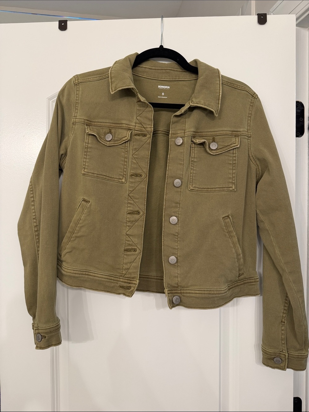 Sonoma Olive Green Denim Utility Jacket Size Small Fall Shacket